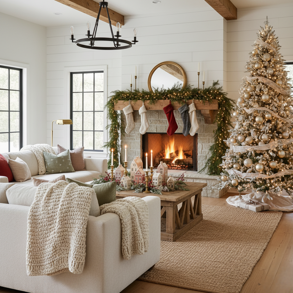 Luxury Farmhouse Christmas Living Room Inspiration