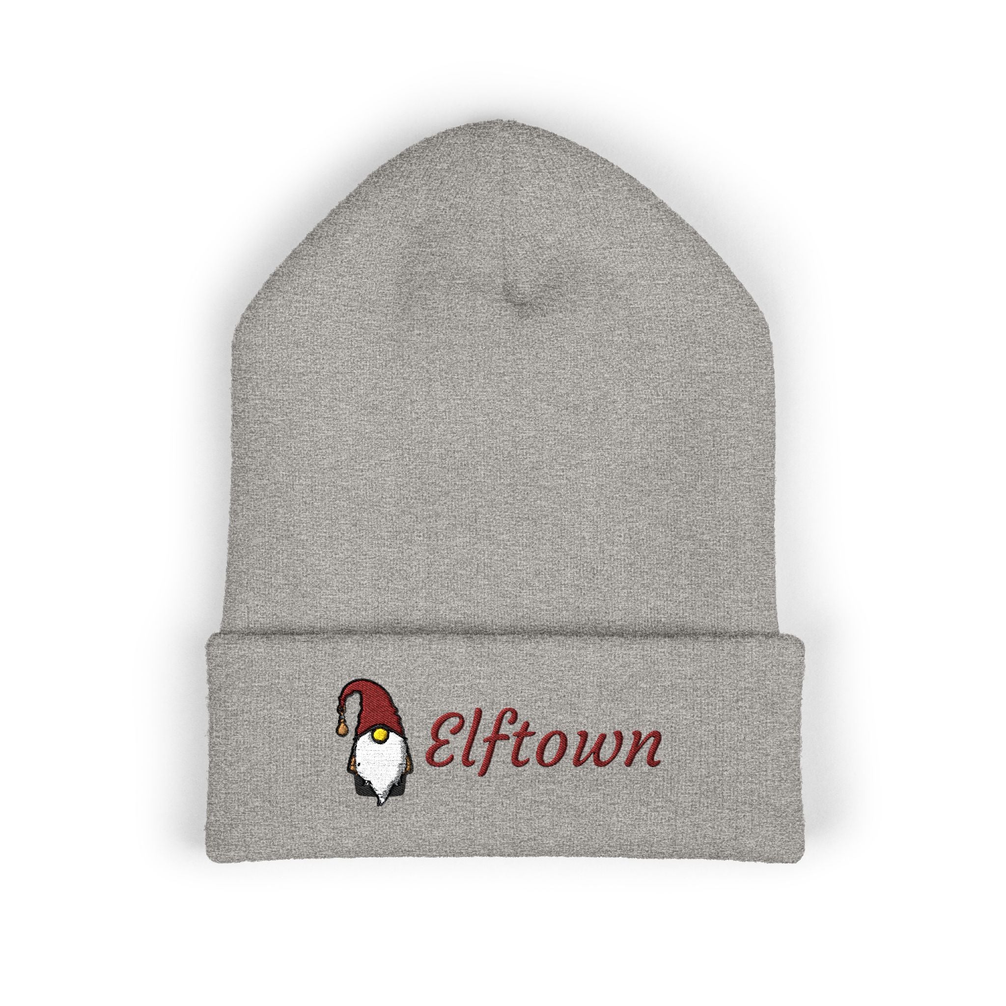 Embroidered Elftown Beanie | Cozy Winter Hat for Christmas, Holiday Gift, Fall Fashion, Outdoor Adventures, Gnome Lover Accessory