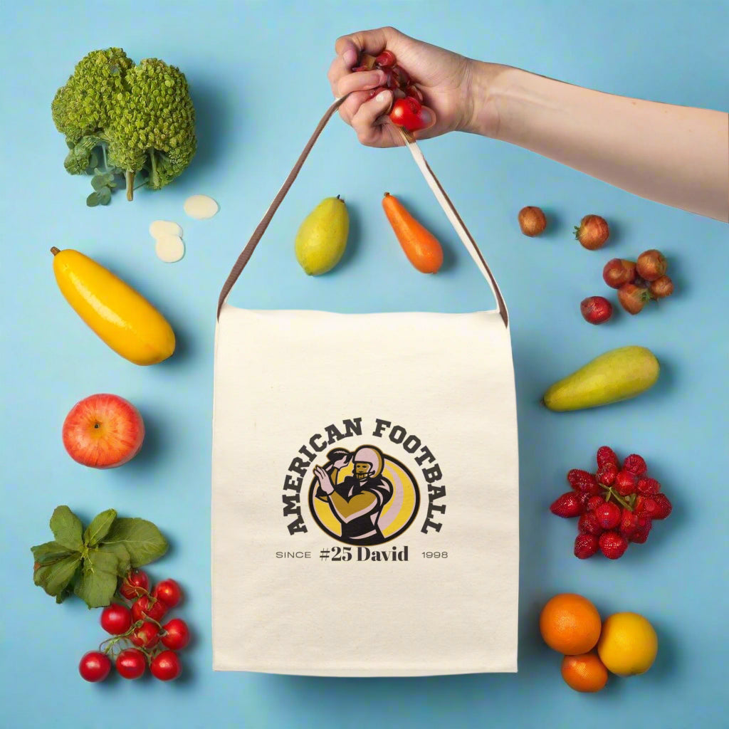 Football Personalized Name Gift for Sports Fan, Team Spirit Bento Box with Utensils, Custom Lunch Tote, Insulated