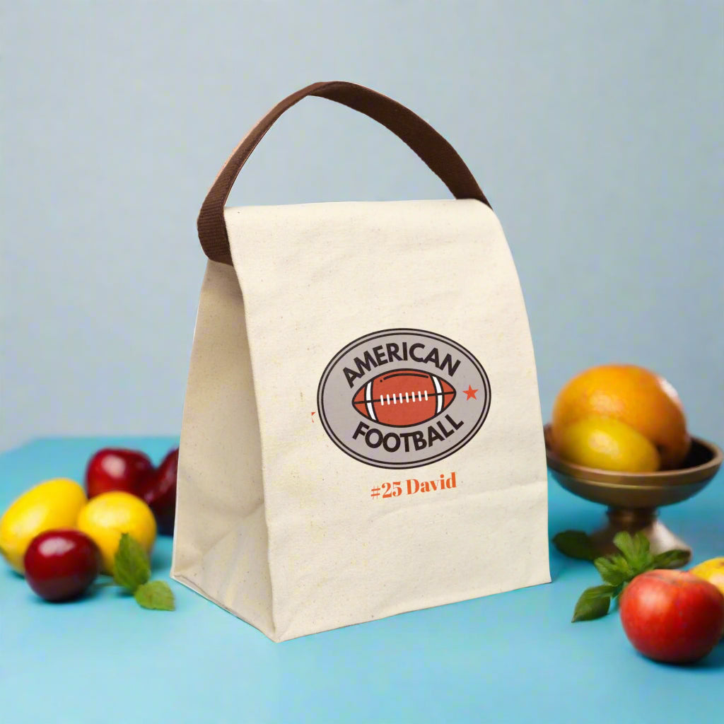 Copy of Lunch Bag, Football Personalized Name Gift for Sports Fan, Team Spirit Bento Box with Utensils, Custom Lunch Tote, Insulated