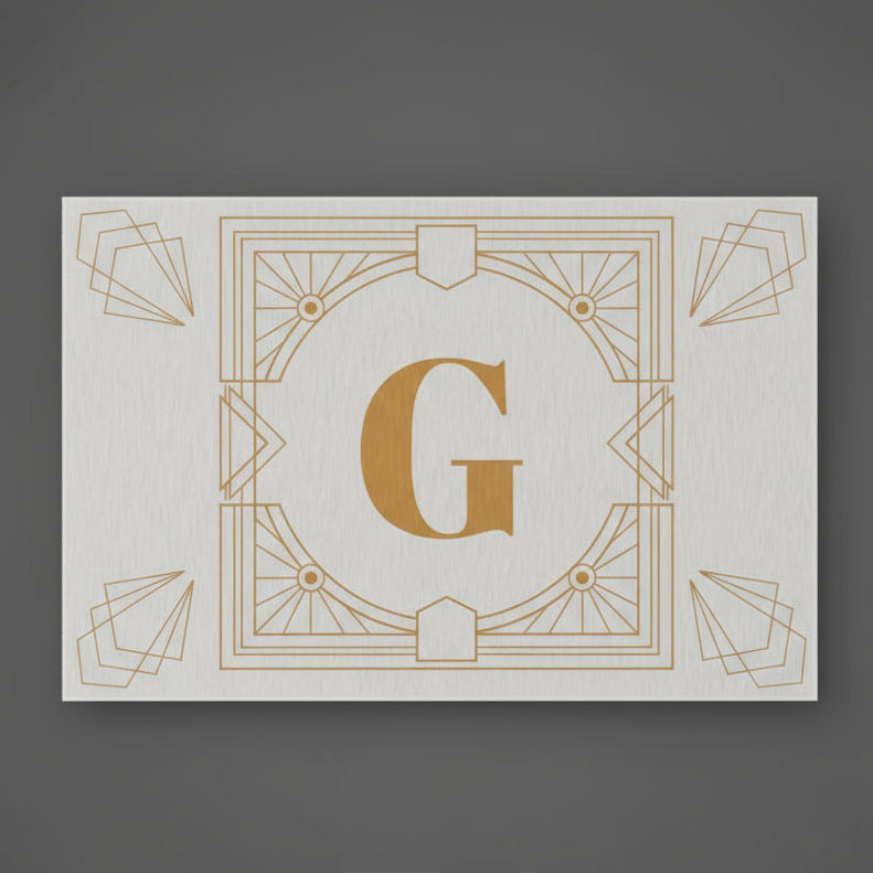 Art Deco Initials Outdoor Rug, Whisper Gray and Gold Home Decor Accent, Elegant Monogram Area Carpet, Unique Housewarming Gift, Stylish Custom