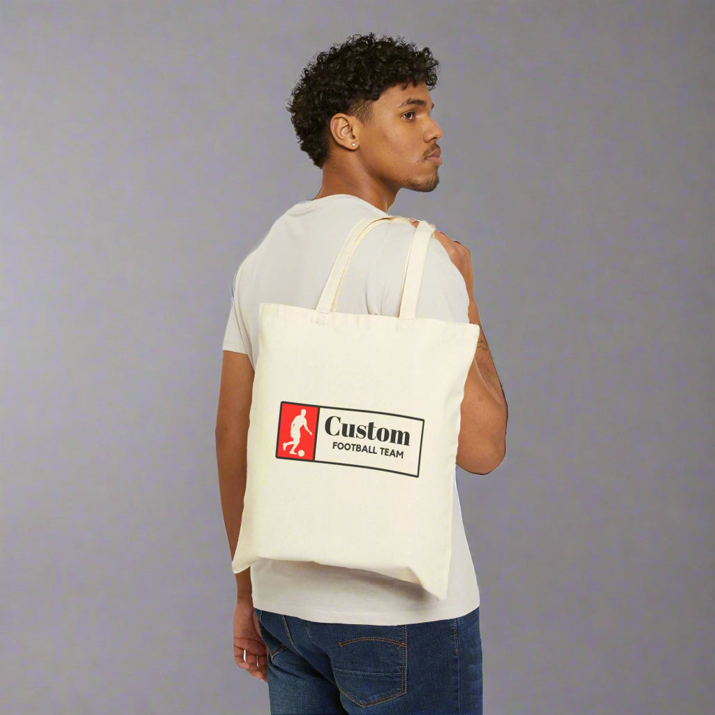 Personalized Soccer Football Tote Bag - Gift for Sports Fan, Team Spirit, Bento Box with Utensils, Reusable Shopping Bag, Sports Team Gift,