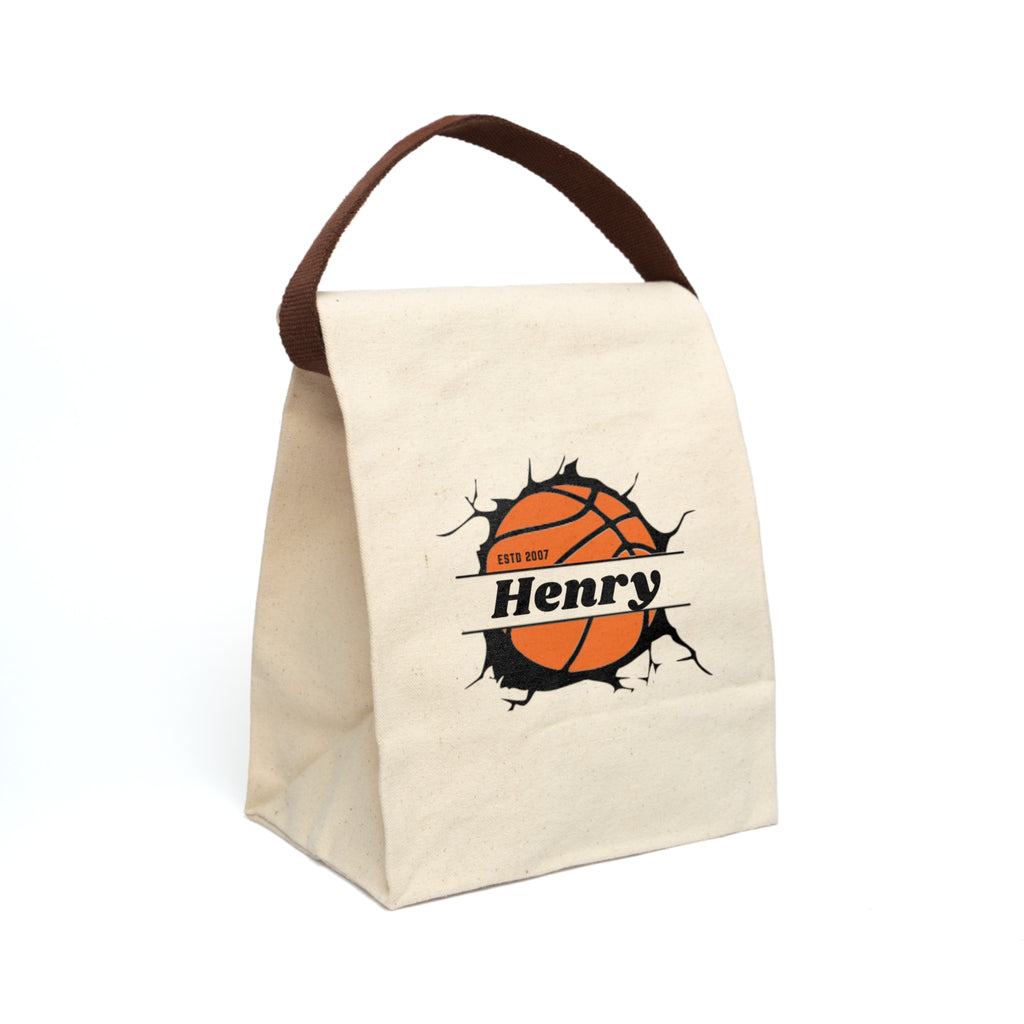 Canvas Lunch Bag - Personalized Basketball Team Coach School Insulated Tote, Travel Lunchbox