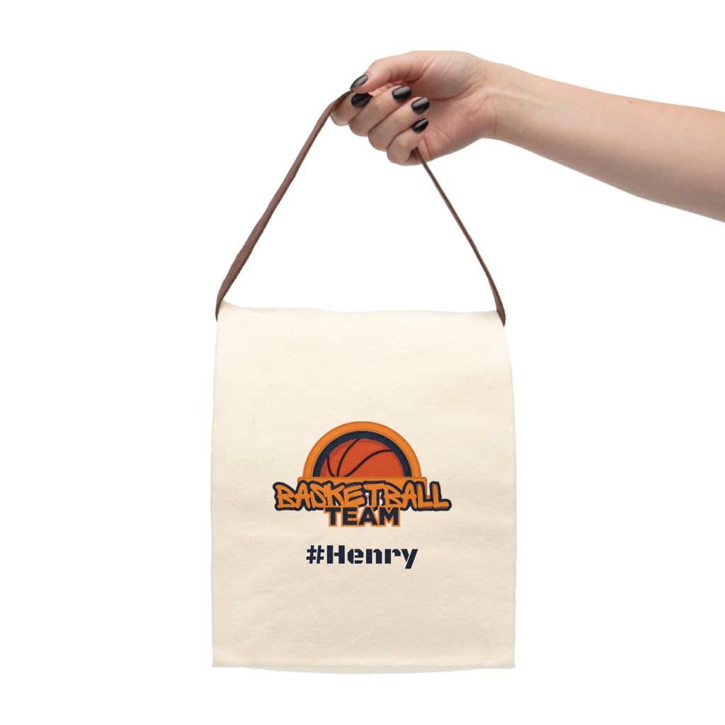 Canvas Lunch Bag - Personalized Basketball Team Coach School Insulated Tote, Travel Lunchbox