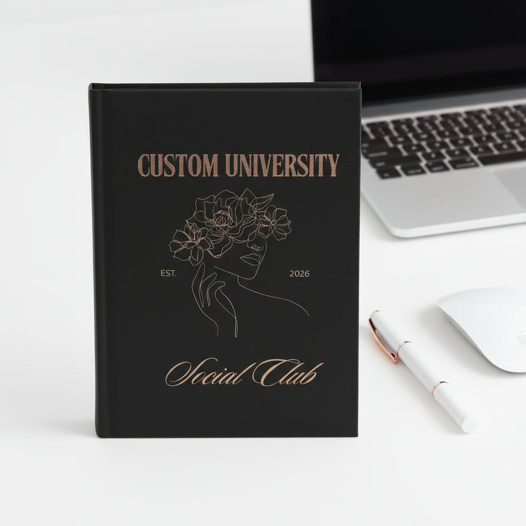 Matte Journal, Custom University Company New Year Resolutions Notebook, Planner, Diary, Bullet Journal, Gift for Students