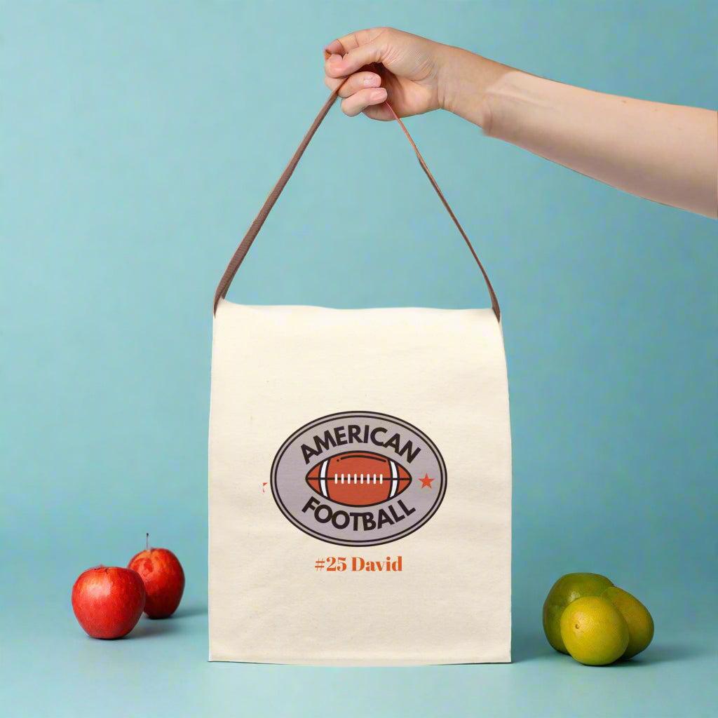 Copy of Lunch Bag, Football Personalized Name Gift for Sports Fan, Team Spirit Bento Box with Utensils, Custom Lunch Tote, Insulated