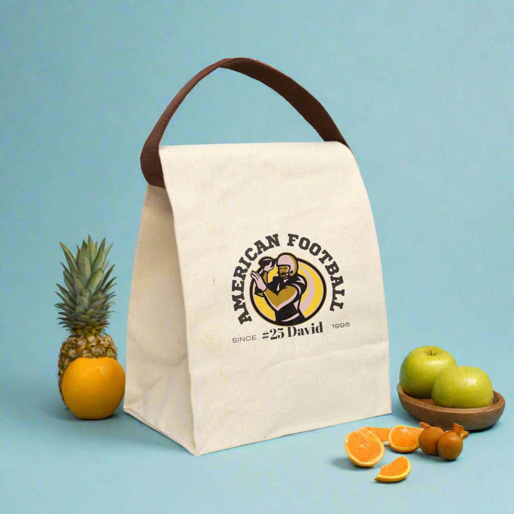 Football Personalized Name Gift for Sports Fan, Team Spirit Bento Box with Utensils, Custom Lunch Tote, Insulated