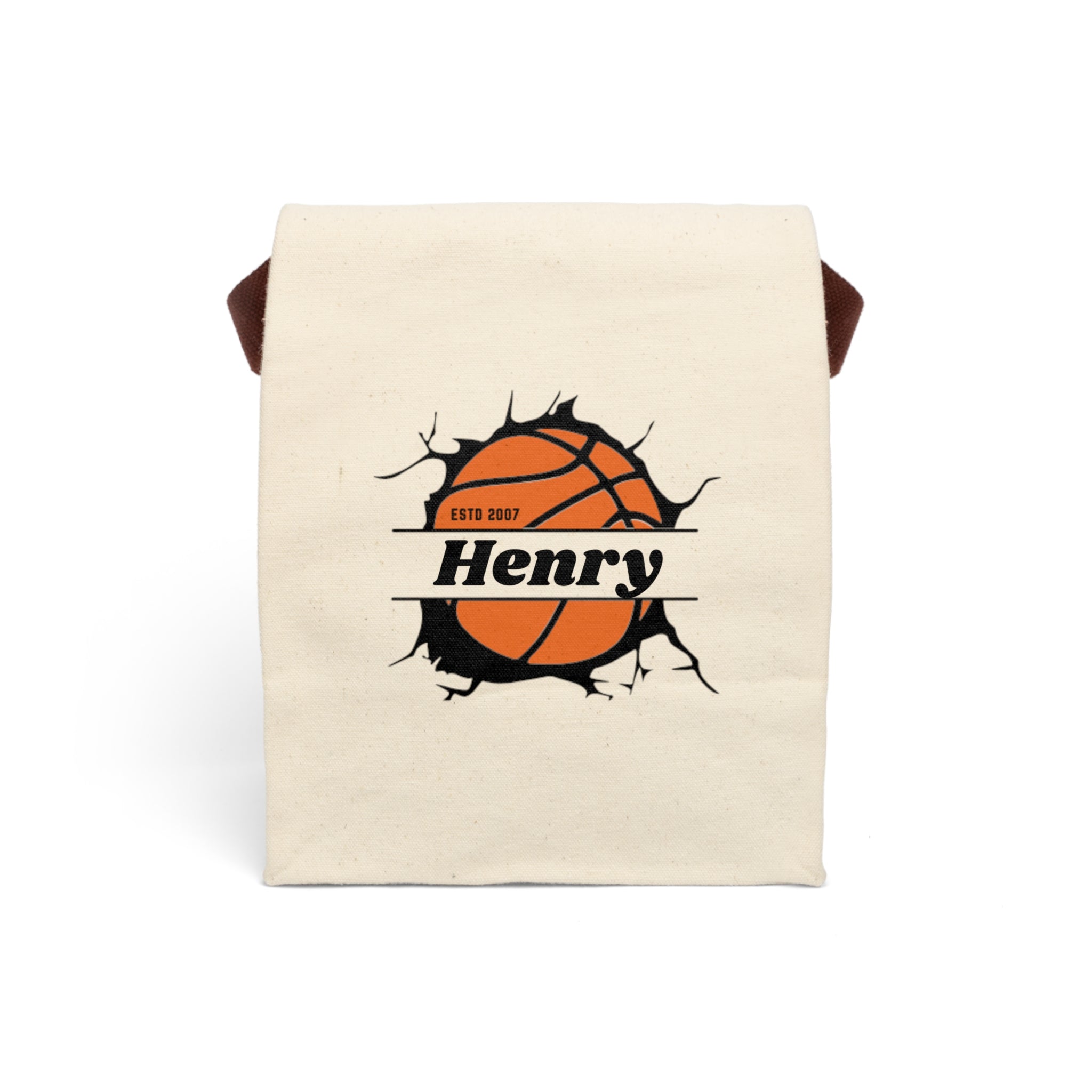 Canvas Lunch Bag - Personalized Basketball Team Coach School Insulated Tote, Travel Lunchbox