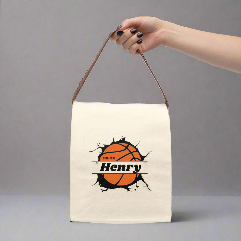 Canvas Lunch Bag - Personalized Basketball Team Coach School Insulated Tote, Travel Lunchbox