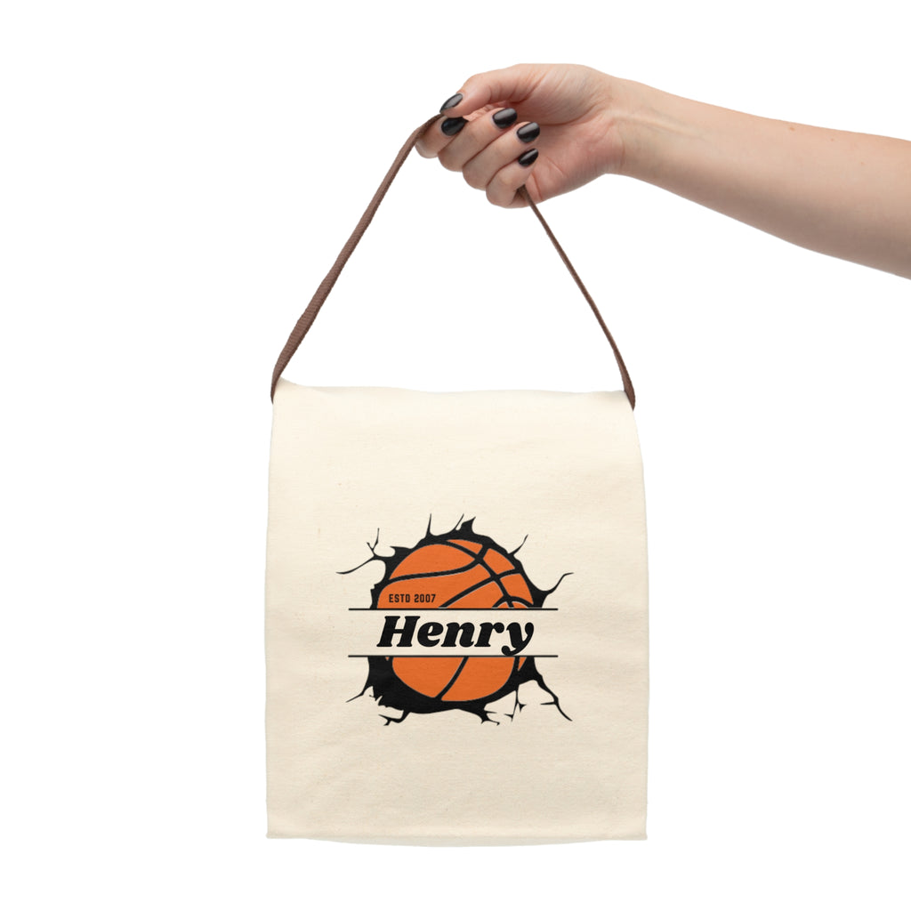 Canvas Lunch Bag - Personalized Basketball Team Coach School Insulated Tote, Travel Lunchbox