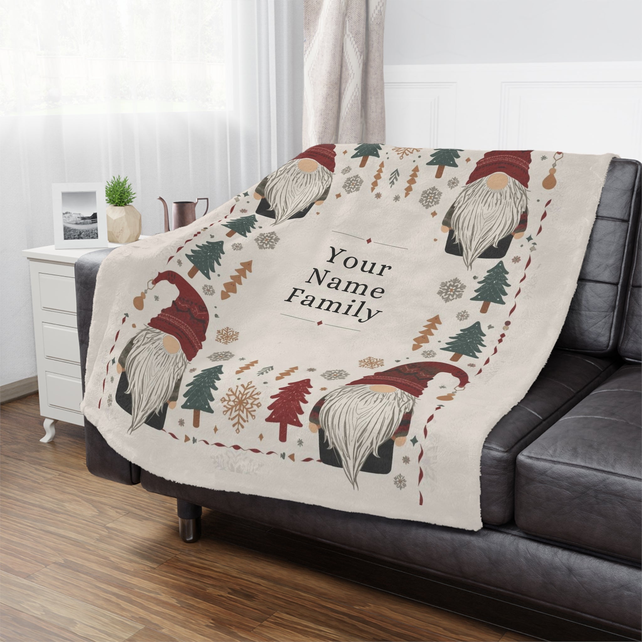 Custom Minky Blanket - Cute Scandinavian Christmas Gnomes