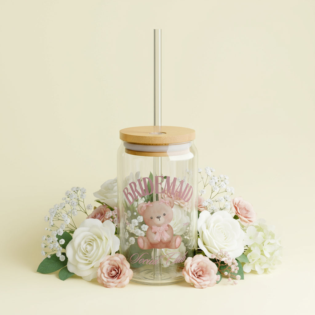 Copy of Custom Event Sipper Glass, 16oz | Personalized Drinkware, Cute Teddy Bear, Baby Shower Gift, Party Favor, Kids Birthday Celebration