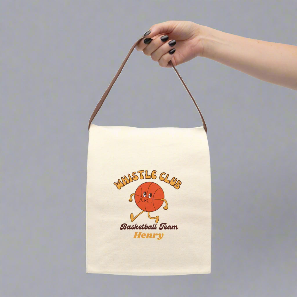 Canvas Lunch Bag - Personalized Basketball Team Coach School Insulated Tote, Travel Lunchbox