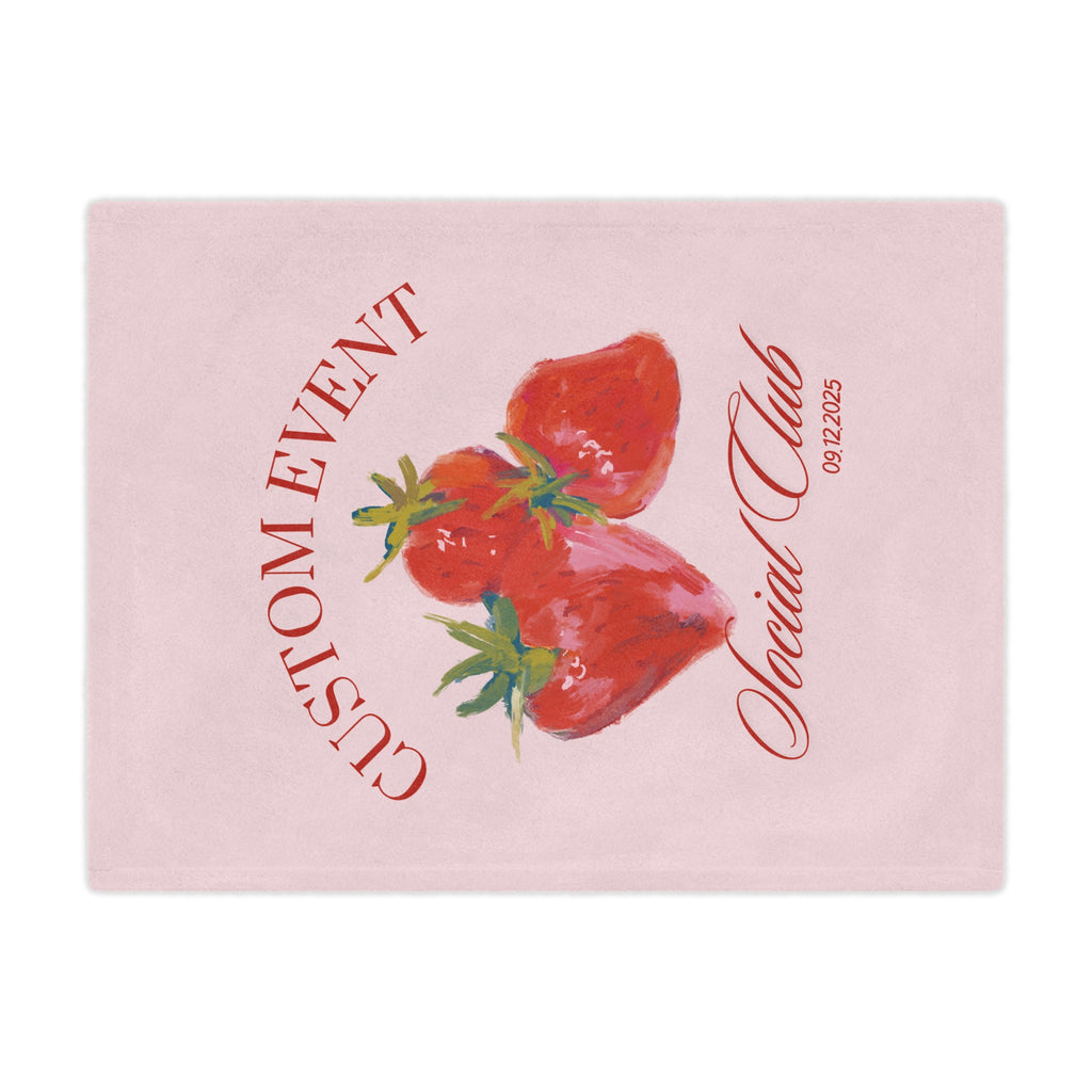 Minky Blanket - Personalized Strawberry City Event Holiday Gift, Custom Name, Soft Throw, Cozy Bedding, Unique Present