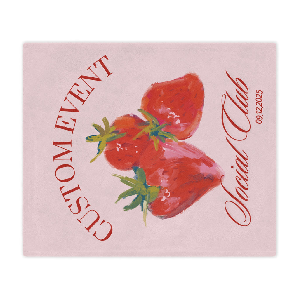 Minky Blanket - Personalized Strawberry City Event Holiday Gift, Custom Name, Soft Throw, Cozy Bedding, Unique Present