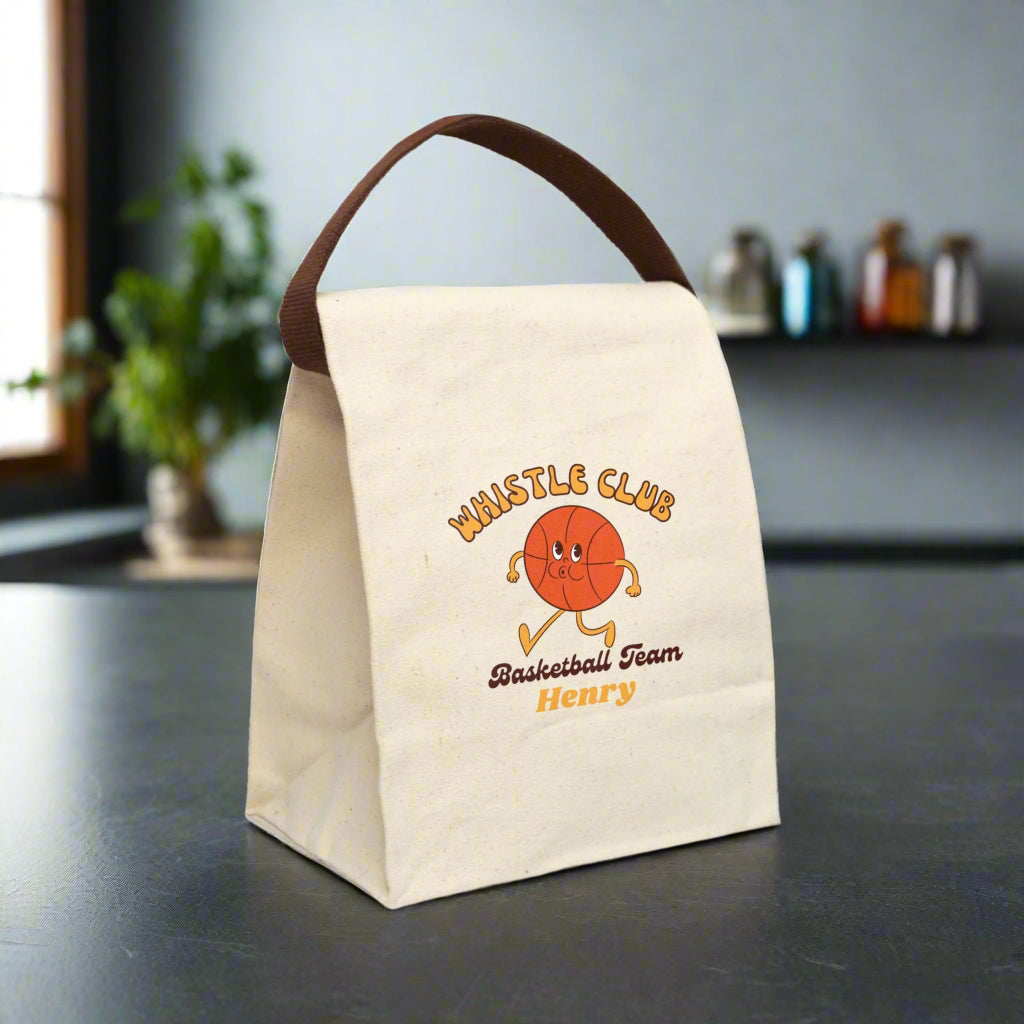 Canvas Lunch Bag - Personalized Basketball Team Coach School Insulated Tote, Travel Lunchbox