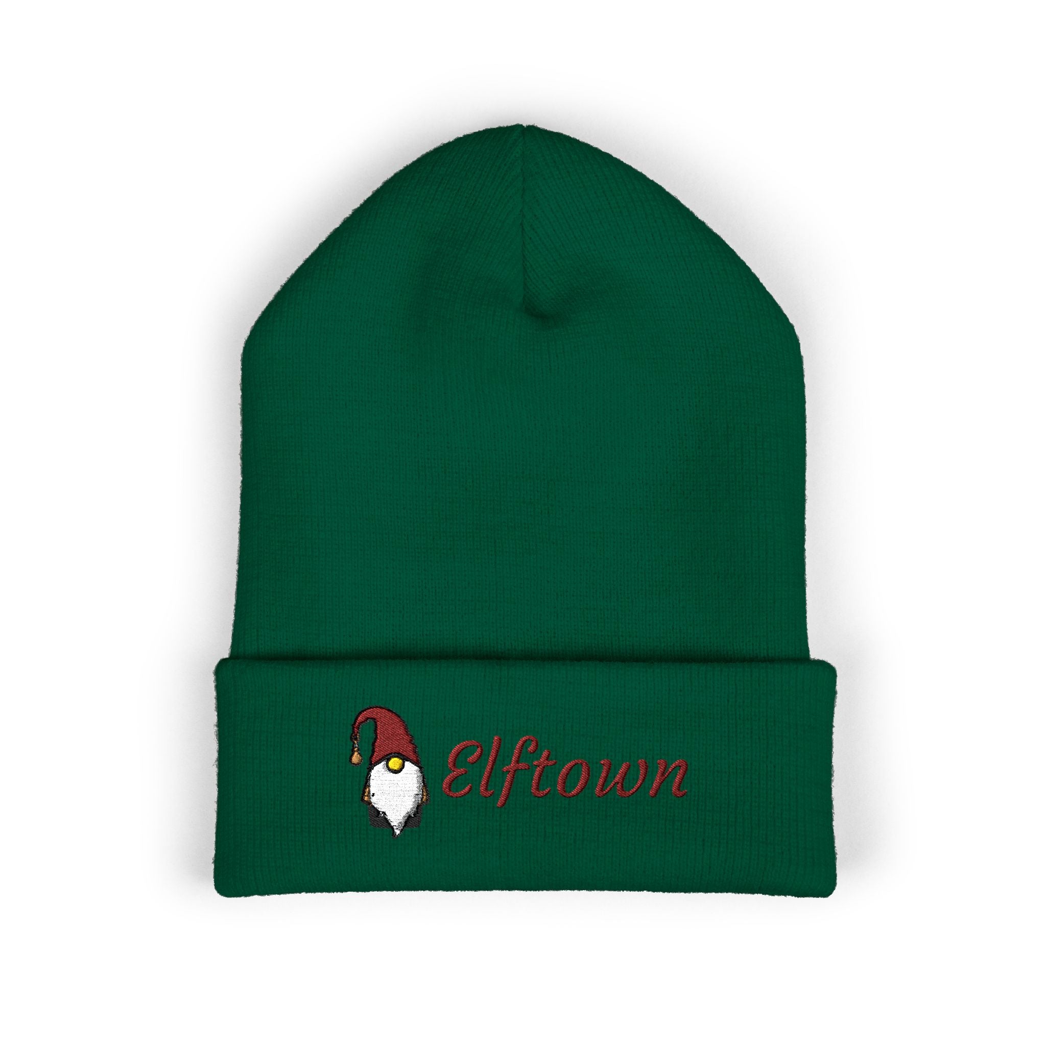 Embroidered Elftown Beanie | Cozy Winter Hat for Christmas, Holiday Gift, Fall Fashion, Outdoor Adventures, Gnome Lover Accessory