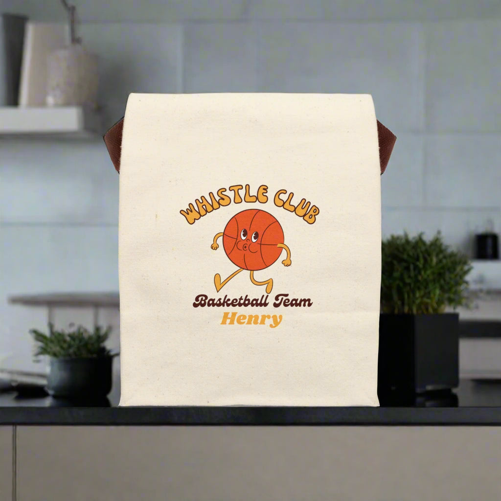 Canvas Lunch Bag - Personalized Basketball Team Coach School Insulated Tote, Travel Lunchbox