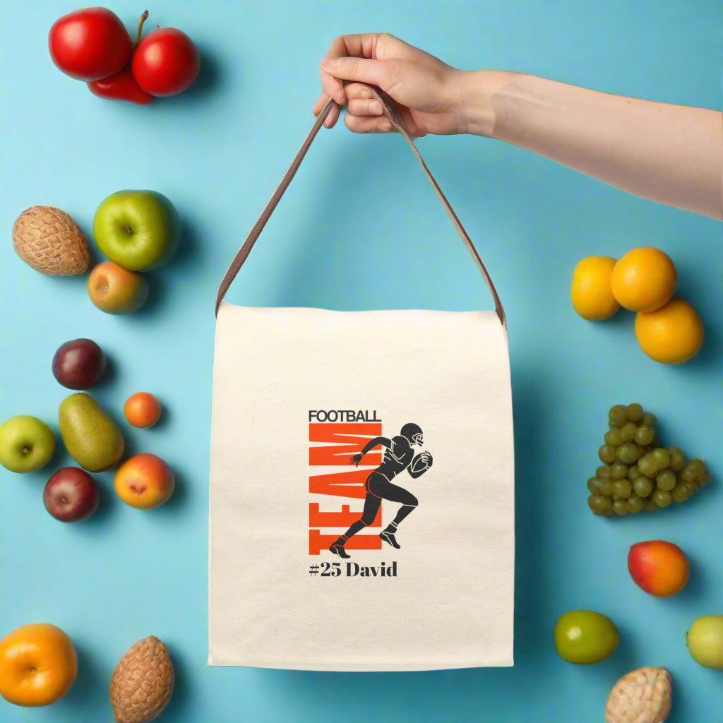 Football Personalized Name Gift for Sports Fan, Team Spirit Bento Box with Utensils, Custom Lunch Tote, Insulated