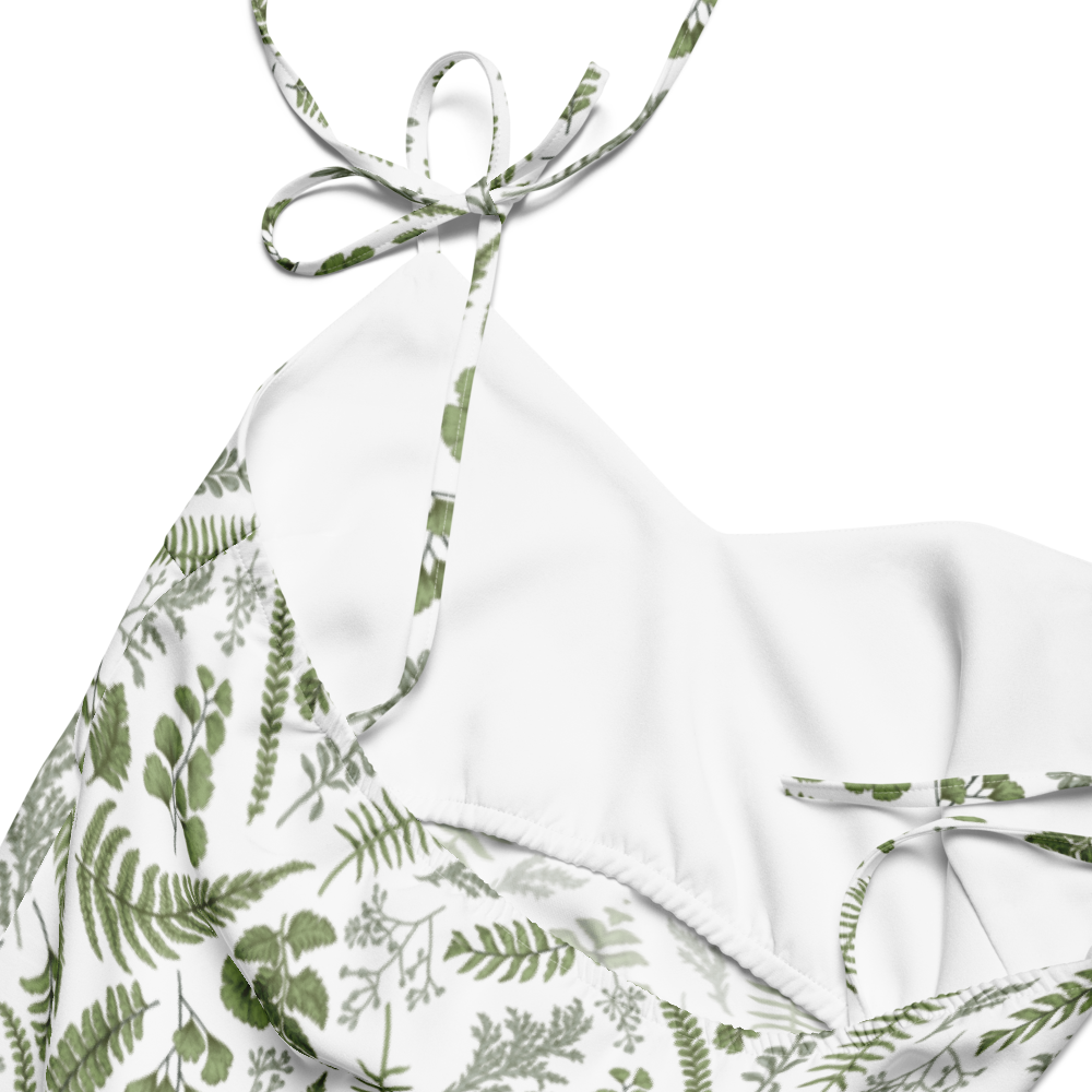Botanical Print Slip Dress – Green & White Midi with Adjustable Straps