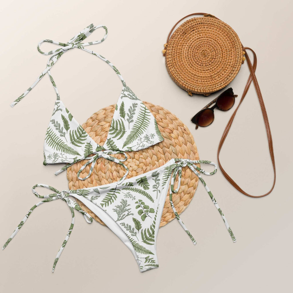 Botanical Fern Print String Bikini Set – Nature - Inspired Two - Piece Swimsuit with UPF 50+ - Vicky Garden