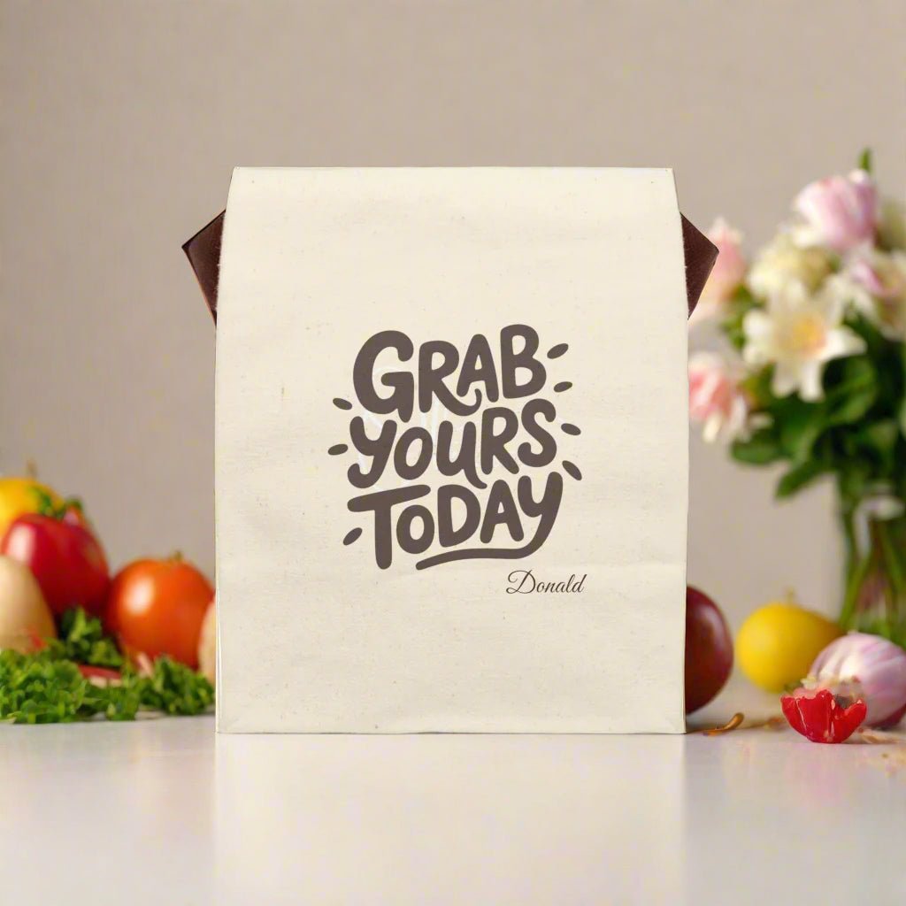 Canvas Lunch Bag, Airplane Personalized Name Customizable, Travel Insulated Tote, School Work Lunchbox, Gift for Pilot Aviator, Plane Theme - Vicky Garden