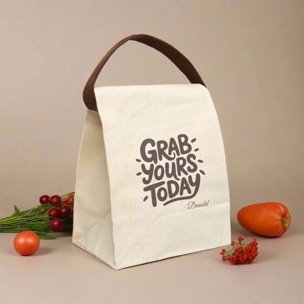 Canvas Lunch Bag, Airplane Personalized Name Customizable, Travel Insulated Tote, School Work Lunchbox, Gift for Pilot Aviator, Plane Theme - Vicky Garden