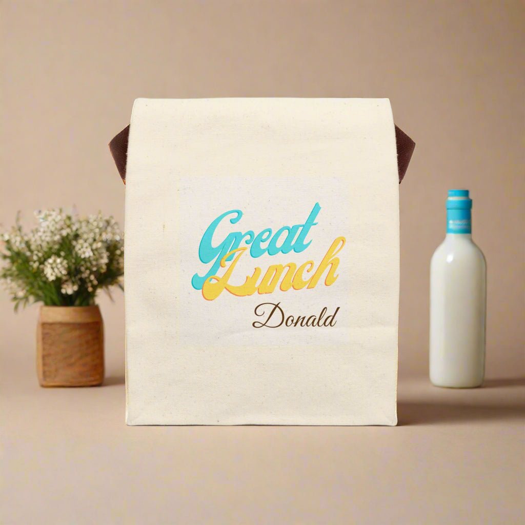 Canvas Lunch Bag, Personalized Name, Kids Lunch, Reusable Lunch Bag - Vicky Garden