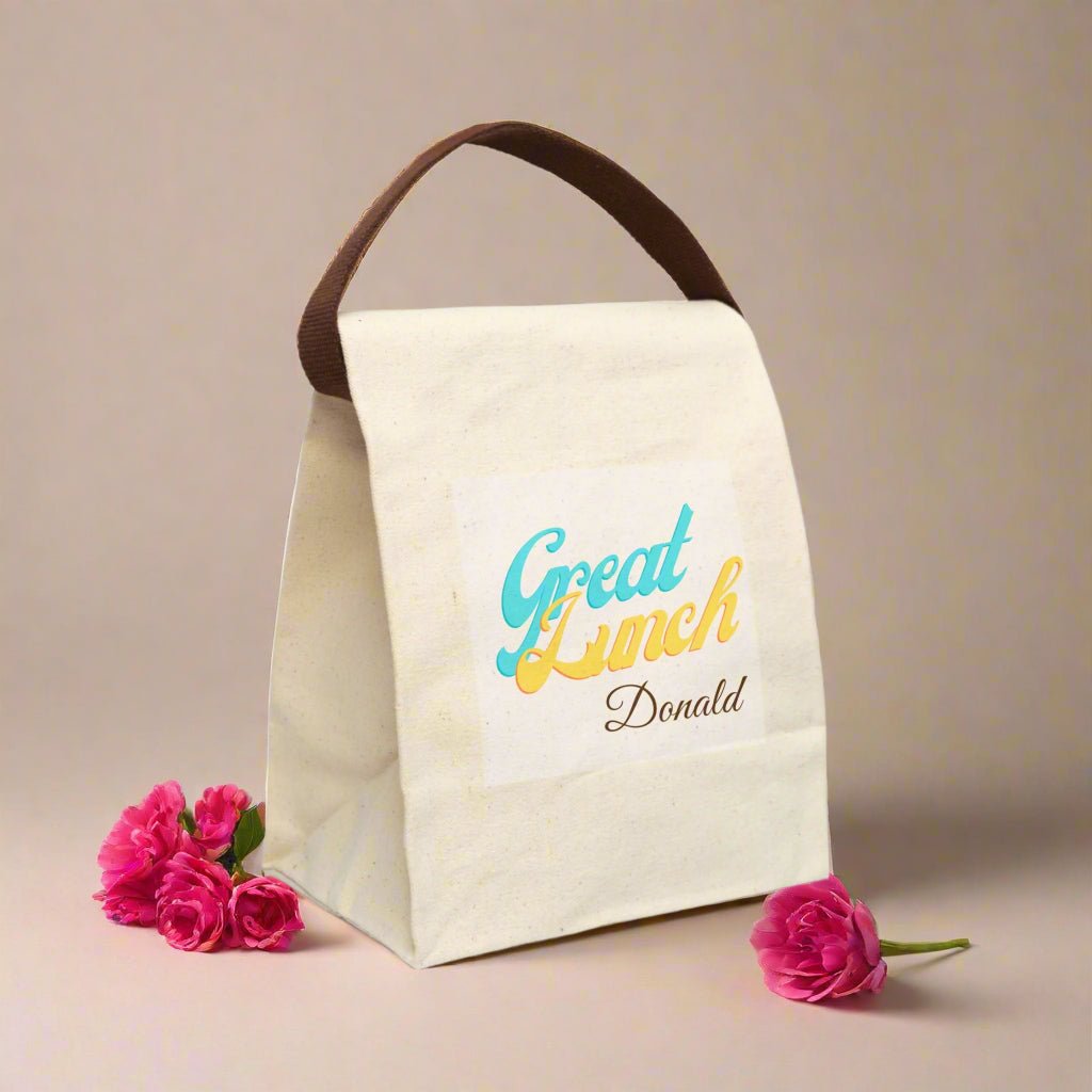 Canvas Lunch Bag, Personalized Name, Kids Lunch, Reusable Lunch Bag - Vicky Garden