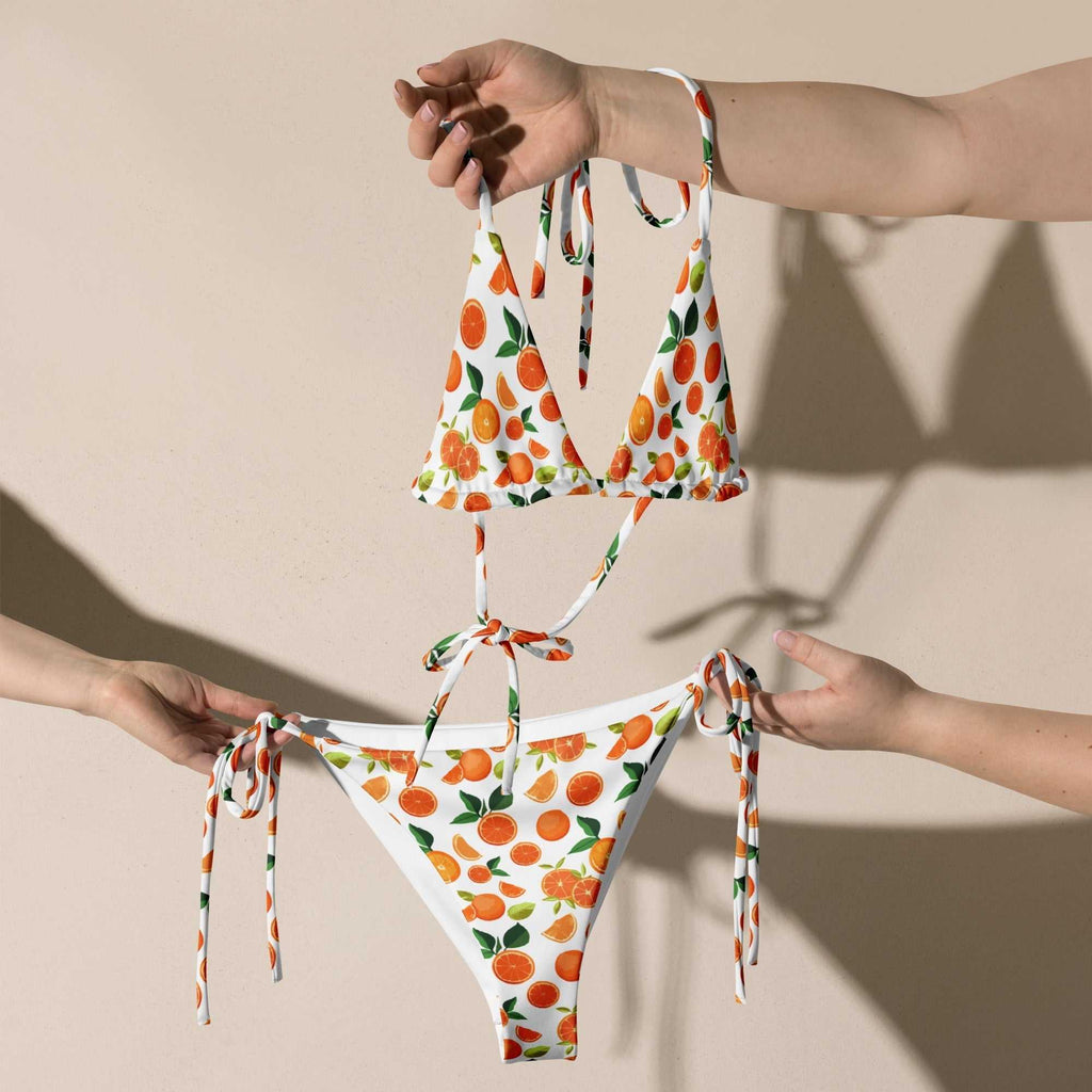 Citrus Orange Print String Bikini Set – Fresh & Vibrant Two - Piece Swimsuit with UPF 50+ - Vicky Garden