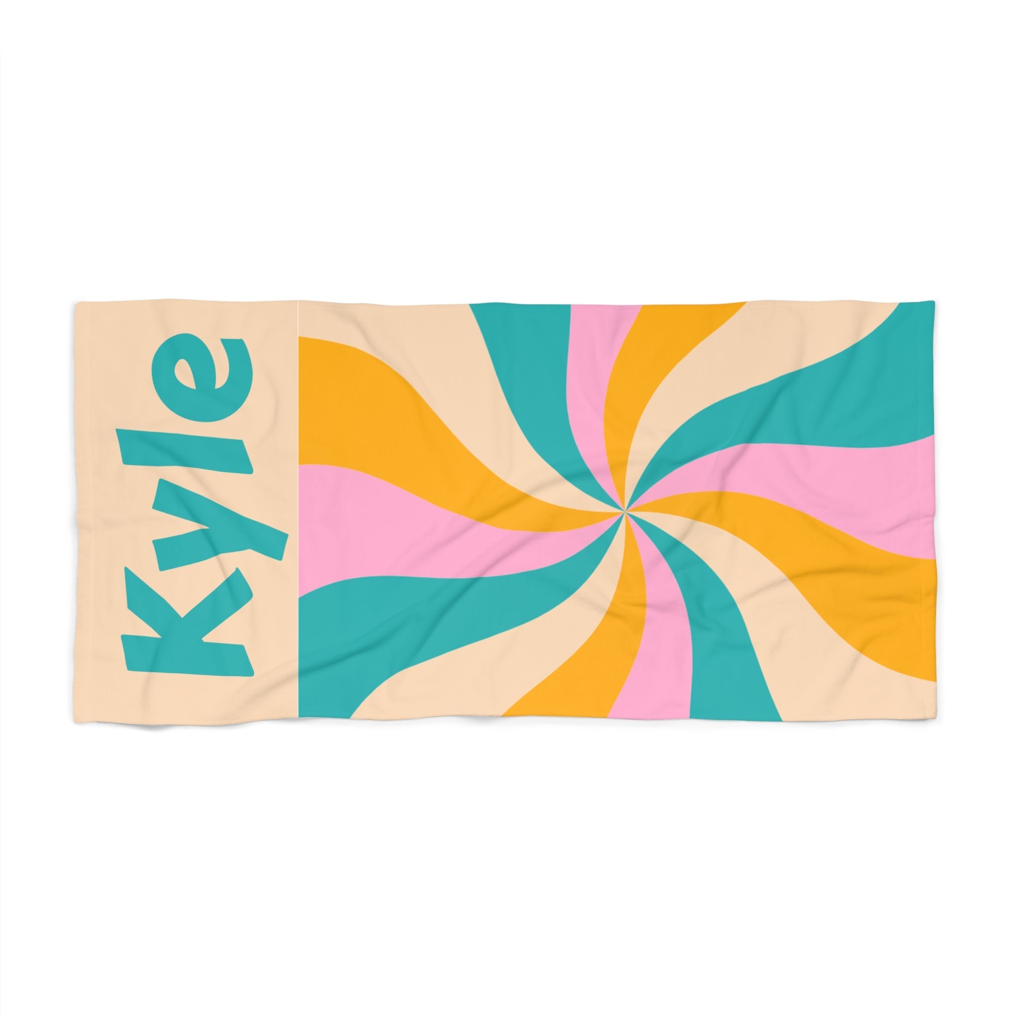 Colorful Spiral Summer Gift Beach Towel - Vibrant Sun Design, Poolside Essential, Large Towel for Beach Day, Coastal Home Decor Customizable - Vicky Garden