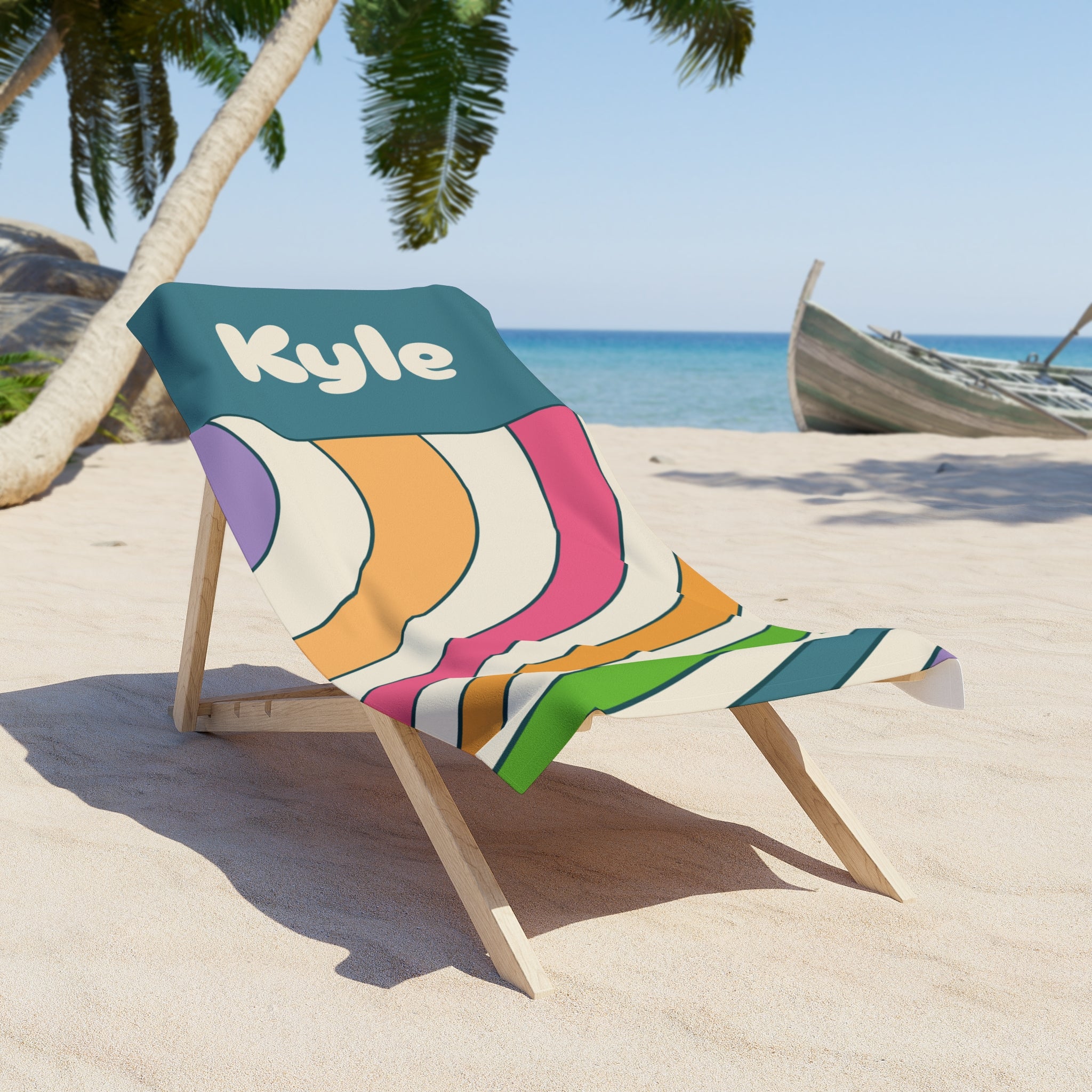 Colorful Spiral Summer Gift Beach Towel - Vibrant Sun Design, Poolside Essential, Large Towel for Beach Day, Coastal Home Decor Customizable - Vicky Garden