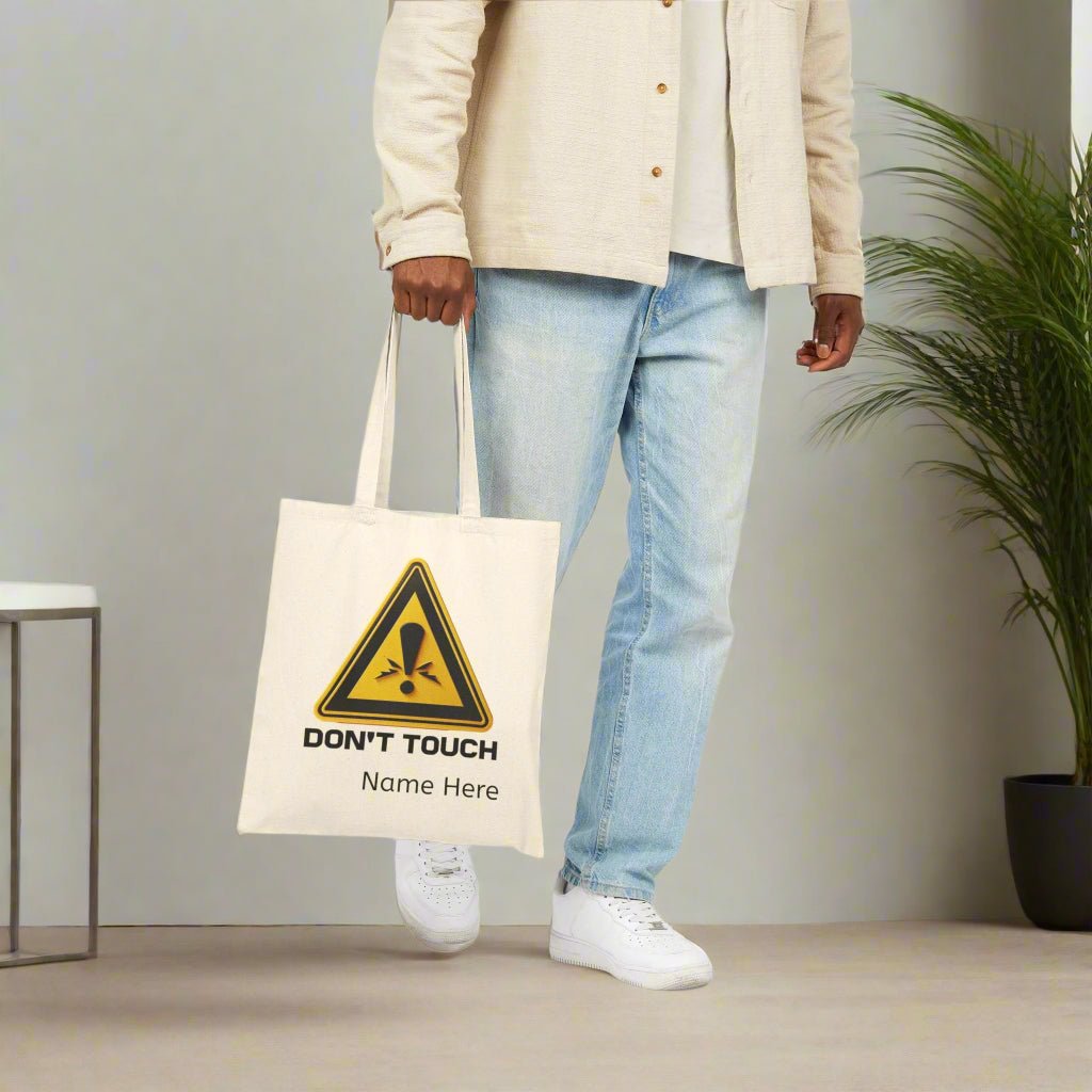 Cotton Canvas Tote Bag - Personalized Don't Touch Custom Name - Gift for Her, Customizable Bag, Shopping Purse, Reusable Carryall, - Vicky Garden