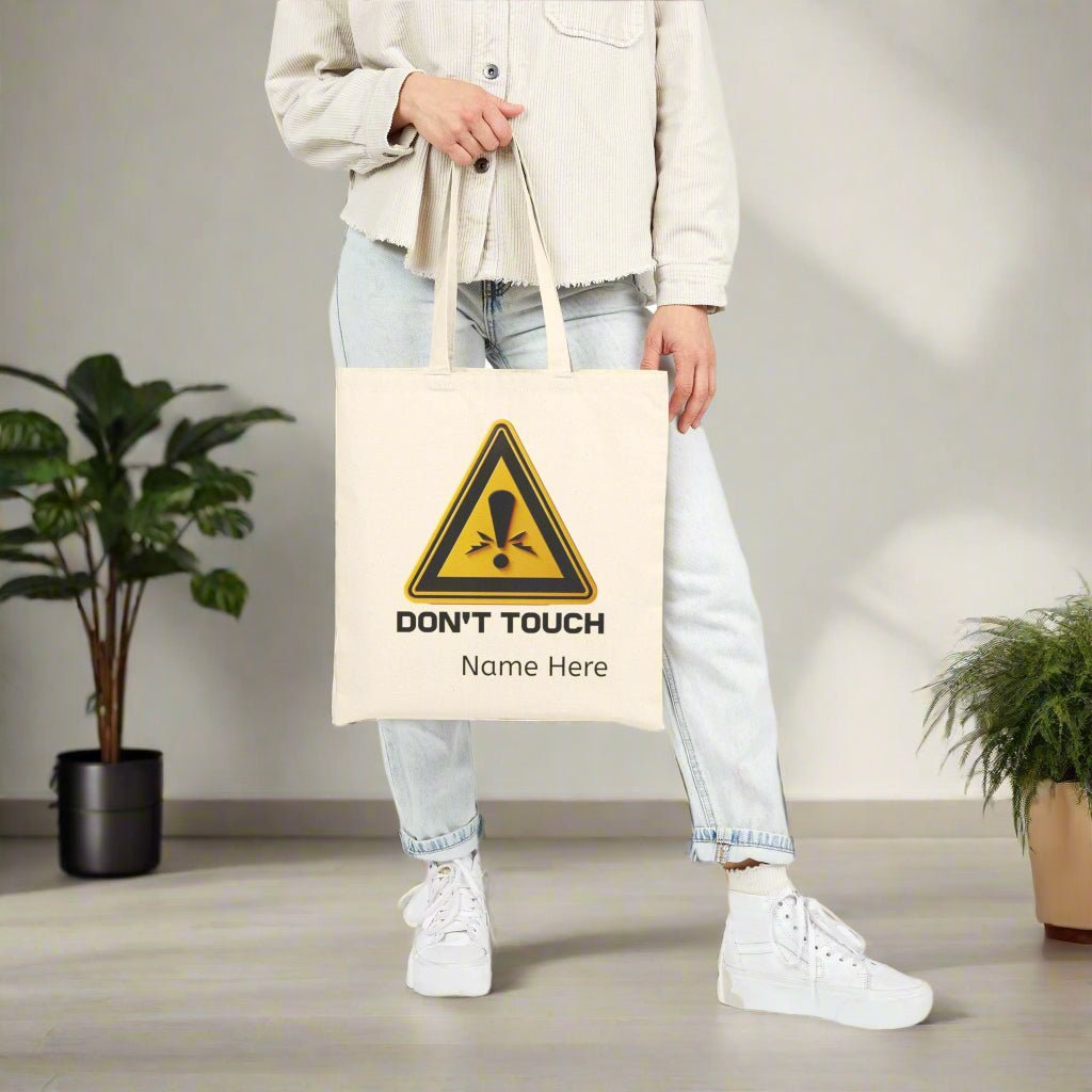 Cotton Canvas Tote Bag - Personalized Don't Touch Custom Name - Gift for Her, Customizable Bag, Shopping Purse, Reusable Carryall, - Vicky Garden