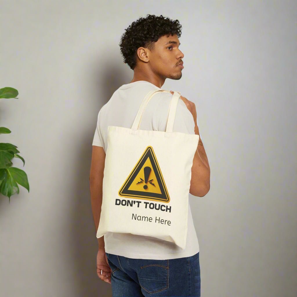 Cotton Canvas Tote Bag - Personalized Don't Touch Custom Name - Gift for Her, Customizable Bag, Shopping Purse, Reusable Carryall, - Vicky Garden