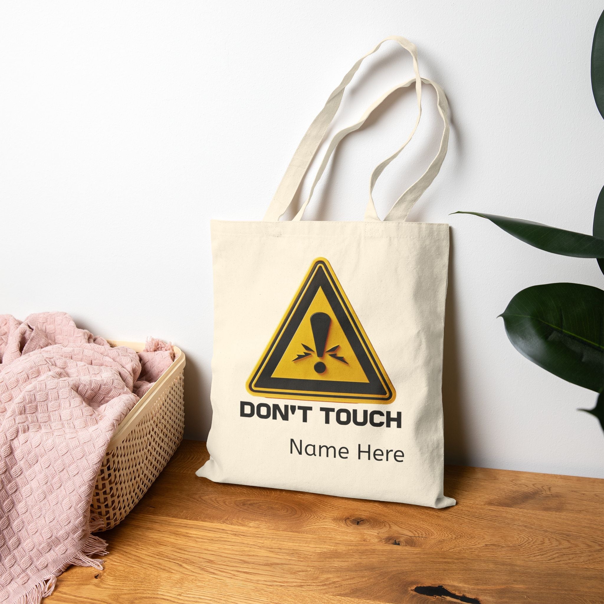 Cotton Canvas Tote Bag - Personalized Don't Touch Custom Name - Gift for Her, Customizable Bag, Shopping Purse, Reusable Carryall, - Vicky Garden