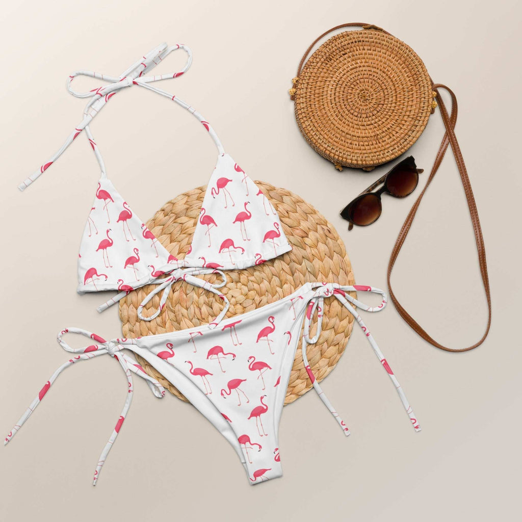 Flamingo Print Halter Bikini Set – Playful Two - Piece Swimsuit with UPF 50+ - Vicky Garden