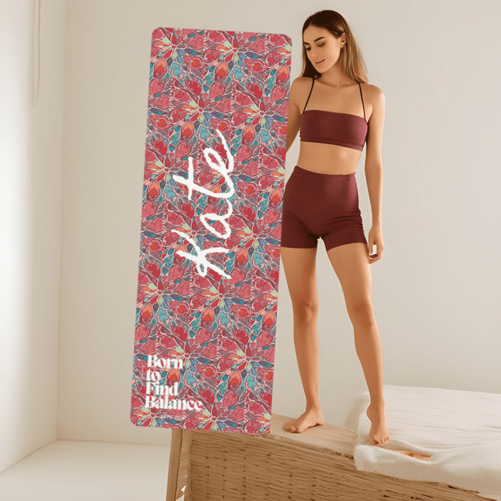 Floral Yoga Pilates Mat Customize Personalization with name - Vicky Garden