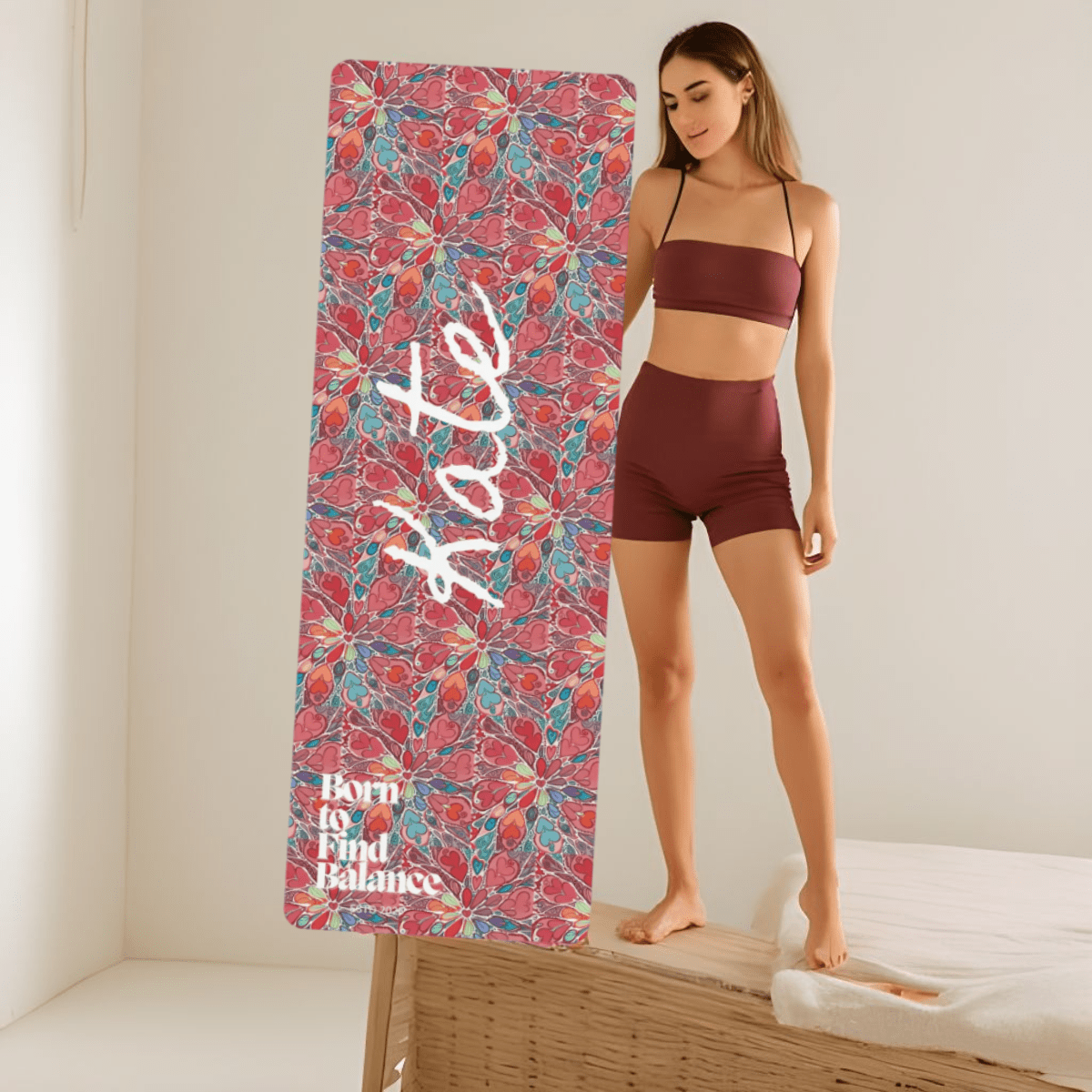 Floral Yoga Pilates Mat Customize Personalization with name - Vicky Garden