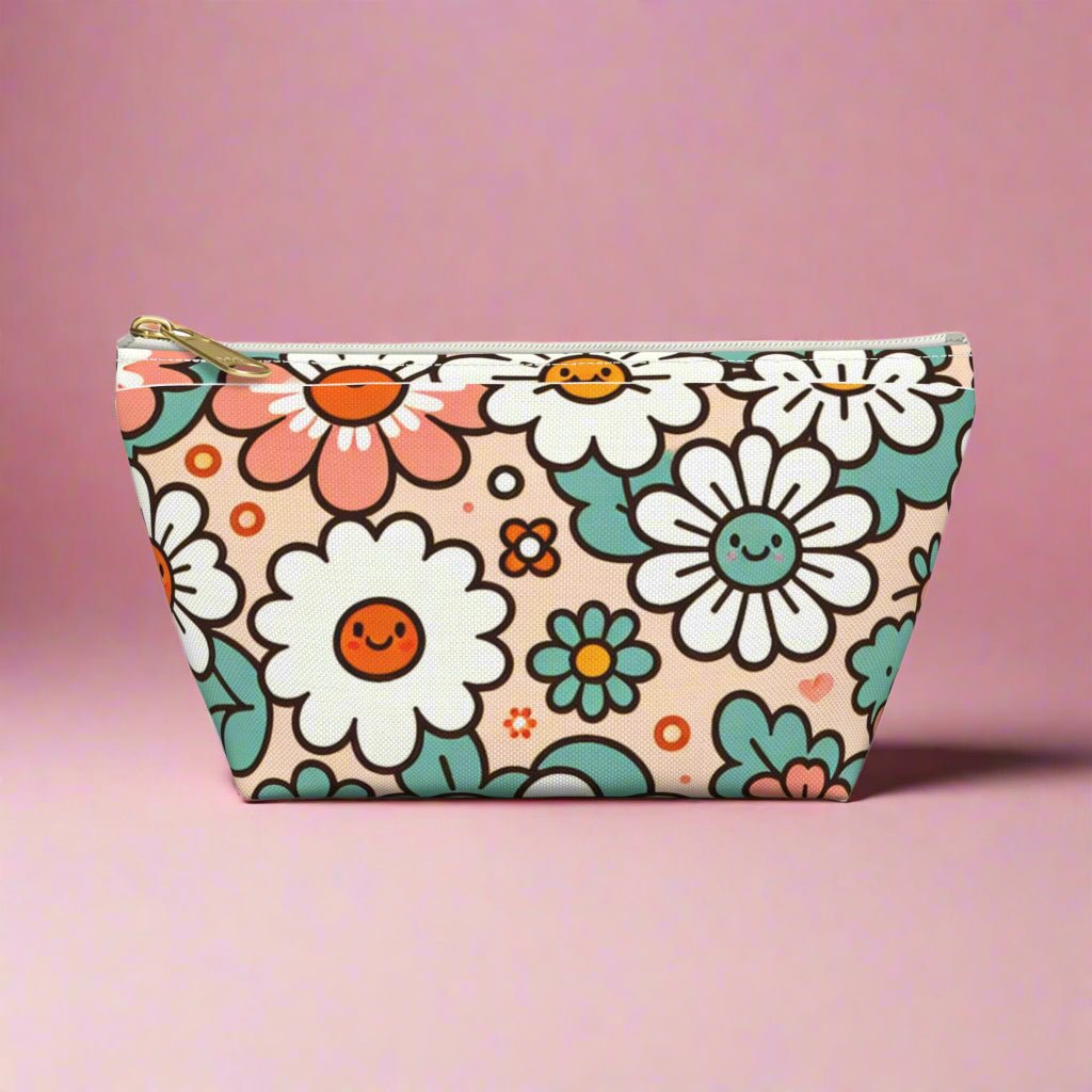Kawaii Pouch with T - Bottom, Cute Pouch for Stationery, Small Accessories, Cosmetic Bag, Zipper Case, Gift for Her - Vicky Garden