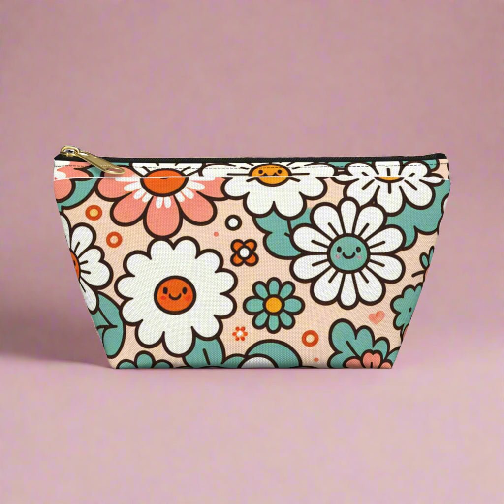 Kawaii Pouch with T - Bottom, Cute Pouch for Stationery, Small Accessories, Cosmetic Bag, Zipper Case, Gift for Her - Vicky Garden