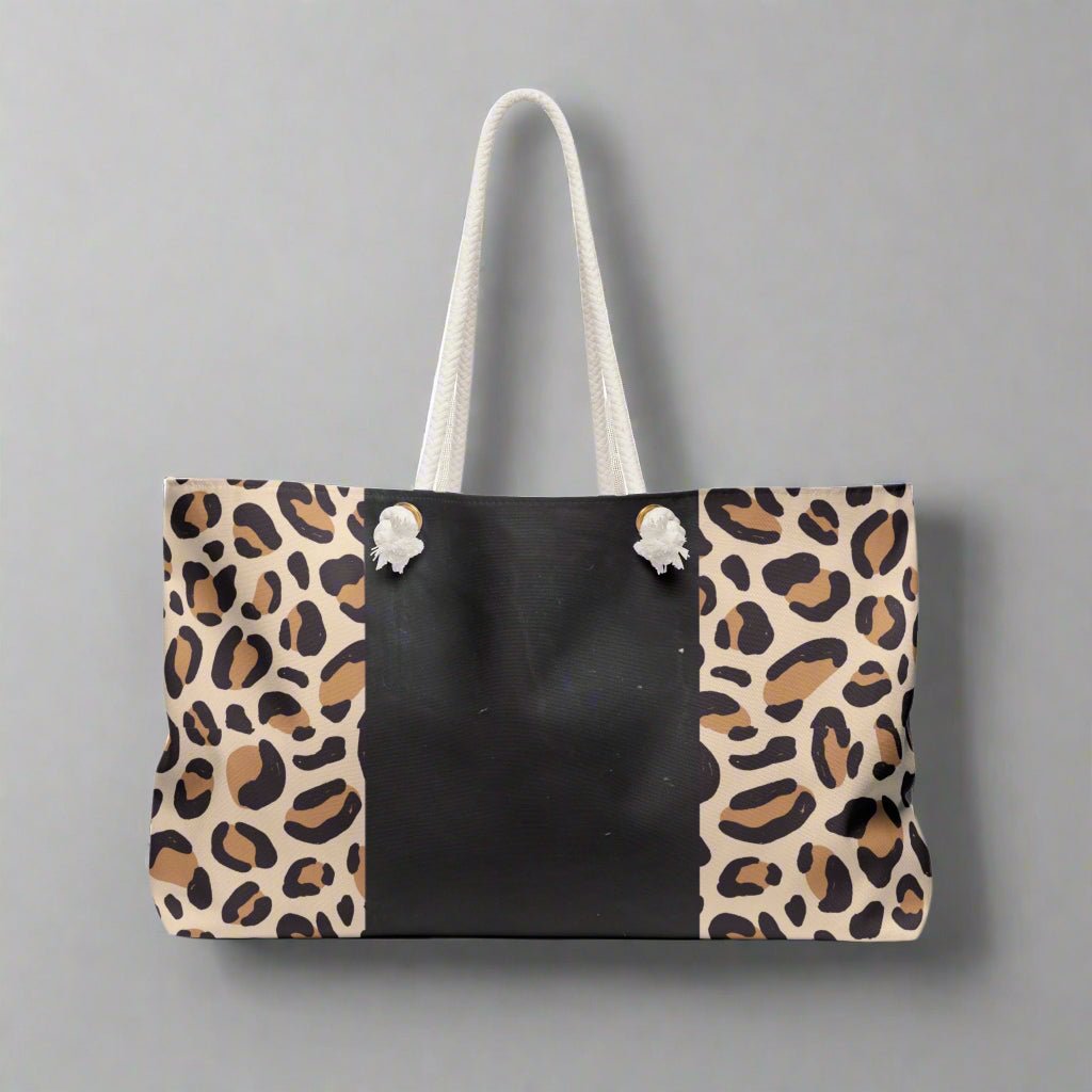 Leopard Print Weekender Bag - Custom Name Gift Idea for Beach Weekend Getaways, Animal Print Tote, Cool Travel Bag, Personalized Duffel, - Vicky Garden