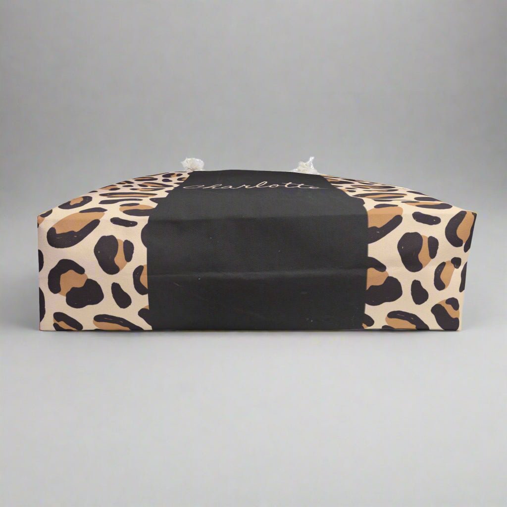 Leopard Print Weekender Bag - Custom Name Gift Idea for Beach Weekend Getaways, Animal Print Tote, Cool Travel Bag, Personalized Duffel, - Vicky Garden