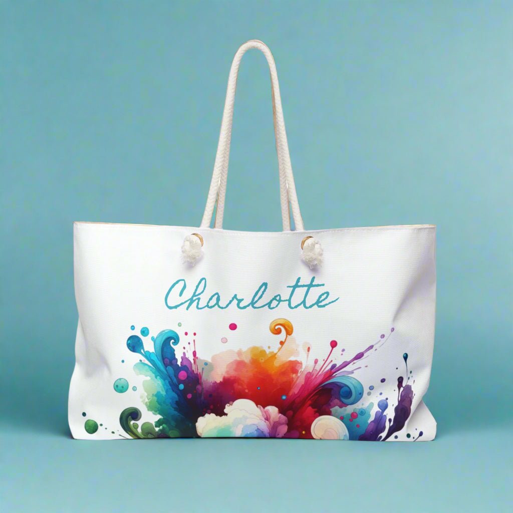 Leopard Print Weekender Bag - Custom Name Gift Idea for Beach Weekend Getaways, Animal Print Tote, Cool Travel Bag, Personalized Duffel, - Vicky Garden