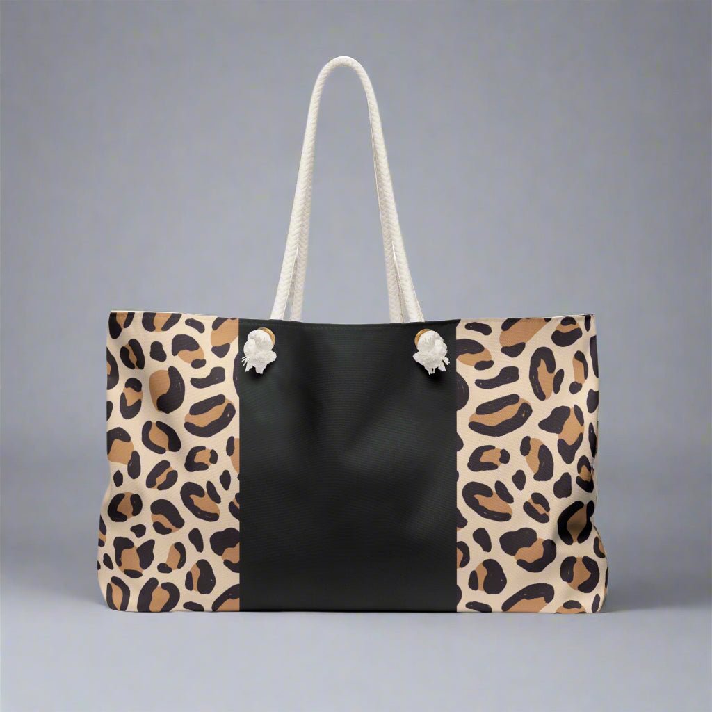 Leopard Print Weekender Bag - Custom Name Gift Idea for Beach Weekend Getaways, Animal Print Tote, Cool Travel Bag, Personalized Duffel, - Vicky Garden