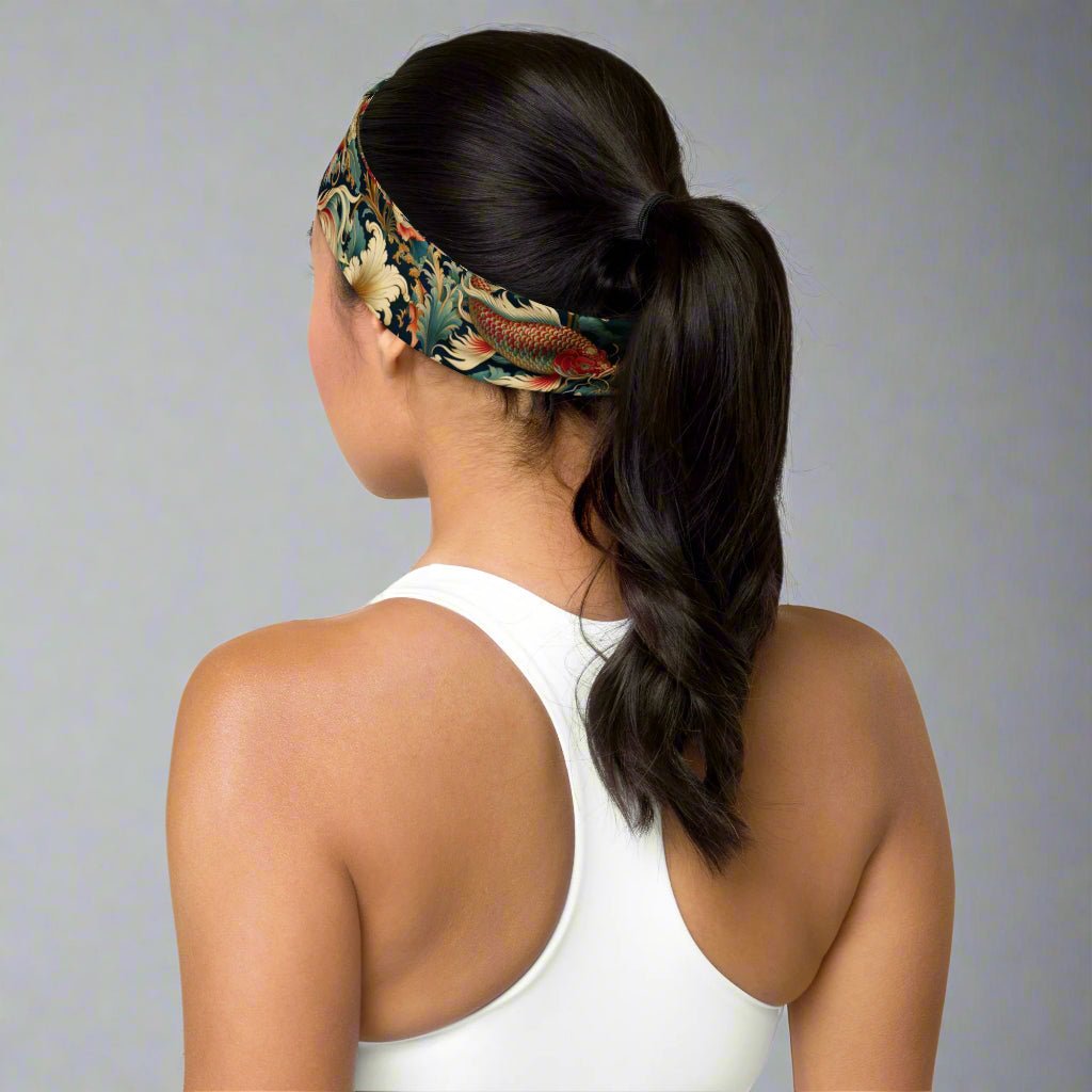 Soft Stretchy Headband for Comfort and Style - Workout Essential Swimming Koi Pattern Yoga - Vicky Garden