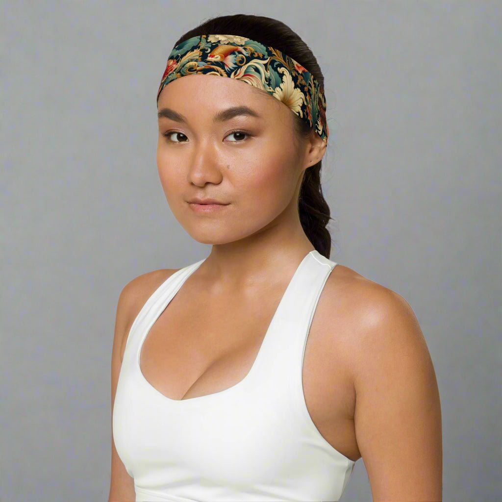 Soft Stretchy Headband for Comfort and Style - Workout Essential Swimming Koi Pattern Yoga - Vicky Garden