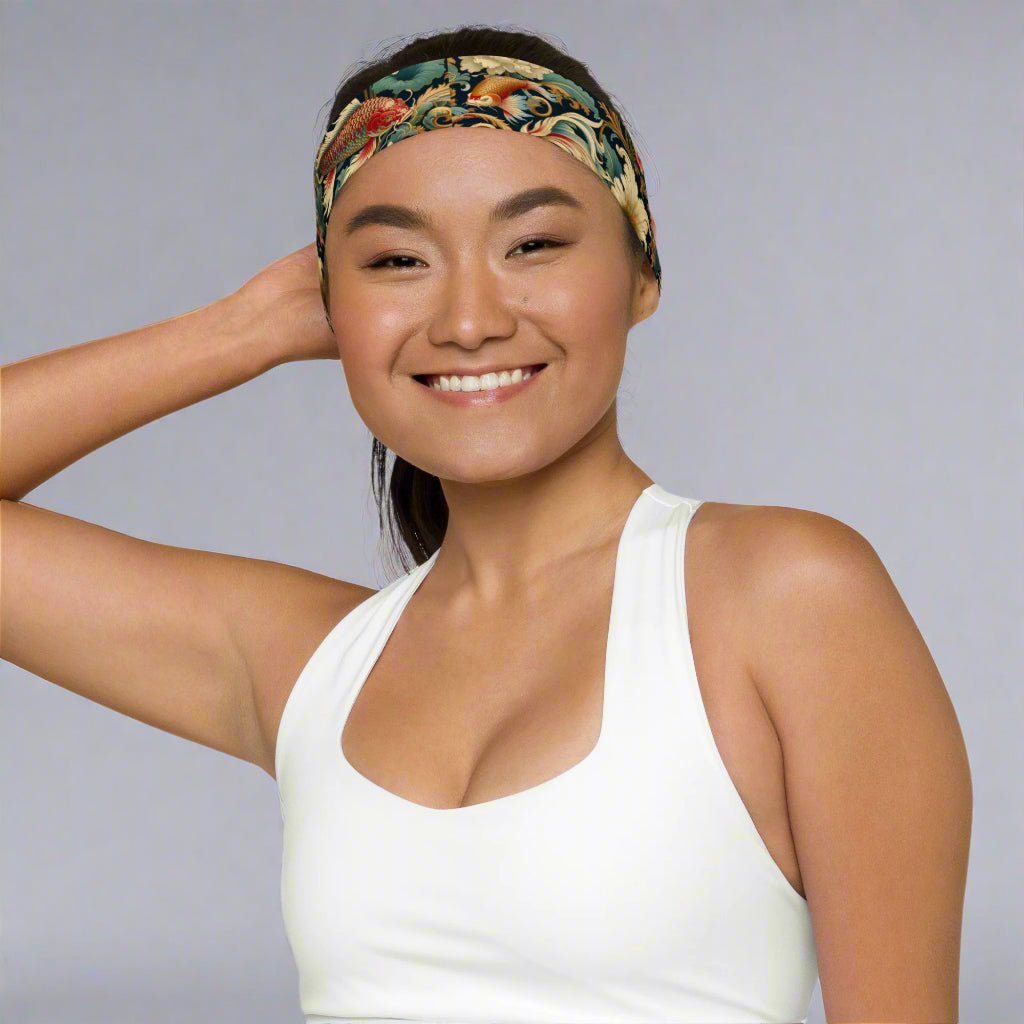 Soft Stretchy Headband for Comfort and Style - Workout Essential Swimming Koi Pattern Yoga - Vicky Garden