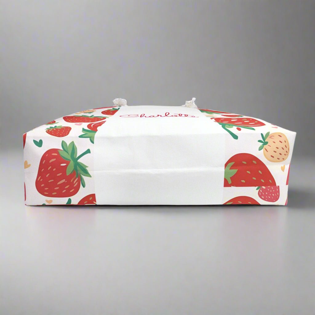 Strawberry Fruit Theme Weekender Bag - Custom Name Personalized, Beach Tote, Travel Duffel, Overnight Carry - On, Summer Vacation Gift - Vicky Garden