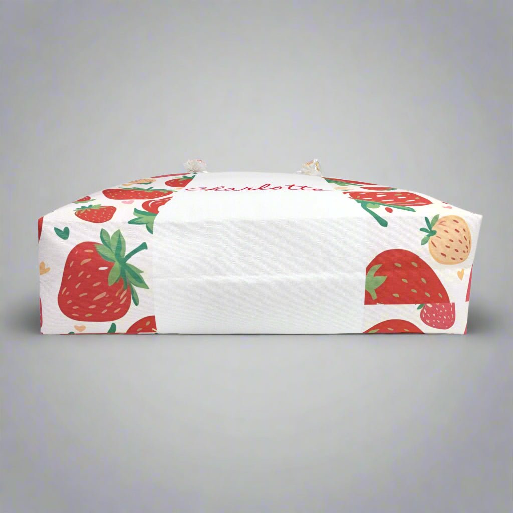 Strawberry Fruit Theme Weekender Bag - Custom Name Personalized, Beach Tote, Travel Duffel, Overnight Carry - On, Summer Vacation Gift - Vicky Garden